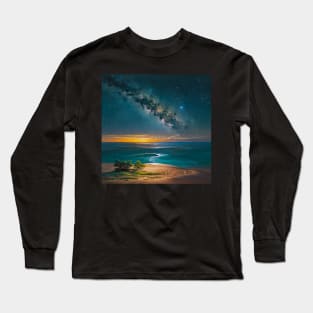 Milky Way Over a Deserted Island Long Sleeve T-Shirt